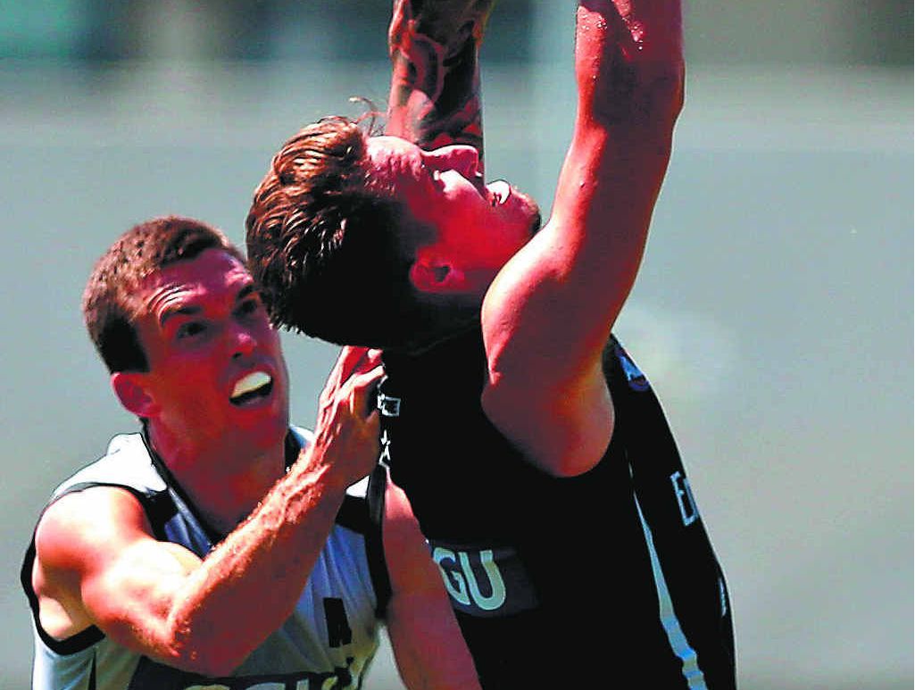 Collingwood’s Jesse White marks the ball during an AFL pre-season intra-club match at Olympic Park on February 1. Collingwood’s Jesse White marks the ball during an AFL pre-season intra-club match at Olympic Park on February 1.
